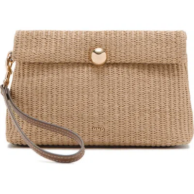 Mango Woven Flap Wristlet In Nude