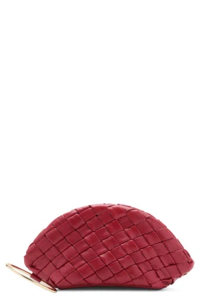 Mango Woven Leather Clutch In Red