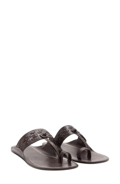 Mango Woven Leather Sandal In Chocolate