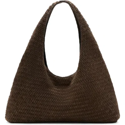 Mango Woven Leather Shoulder Bag In Brown