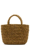 Mango Natural Fiber Double Handle Bucket Bag Olive Green