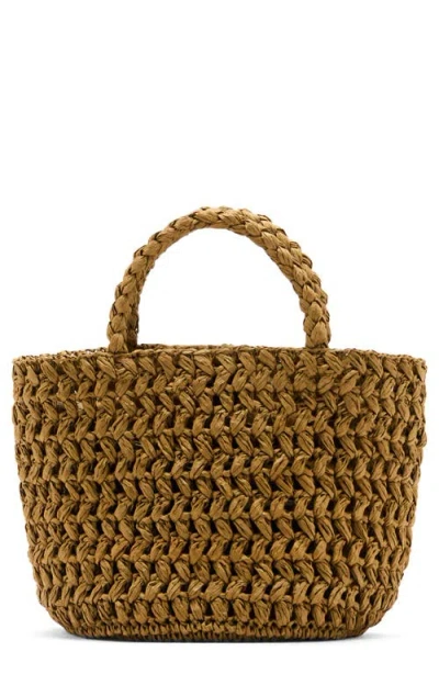 Mango Woven Paper Basket Bag In Multi