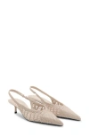 Mango Woven Pointed Toe Slingback Kitten Heel Pump In Multi