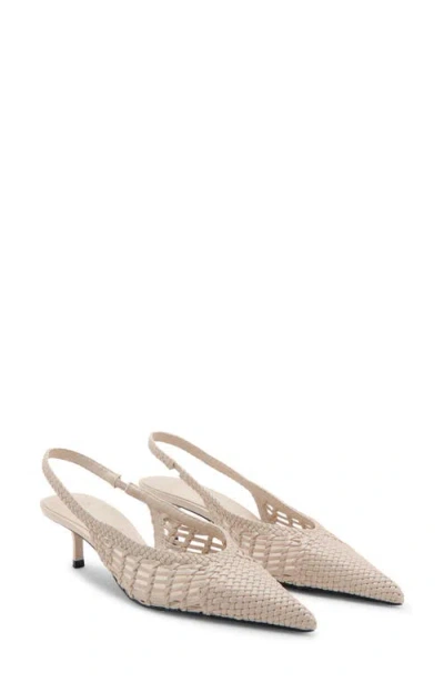 Mango Woven Pointed Toe Slingback Kitten Heel Pump In Multi