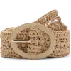 Mango Natural Fibre Belt With Buckle Beige In Beige