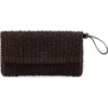 Mango Woven Raffia Pouch In Brown