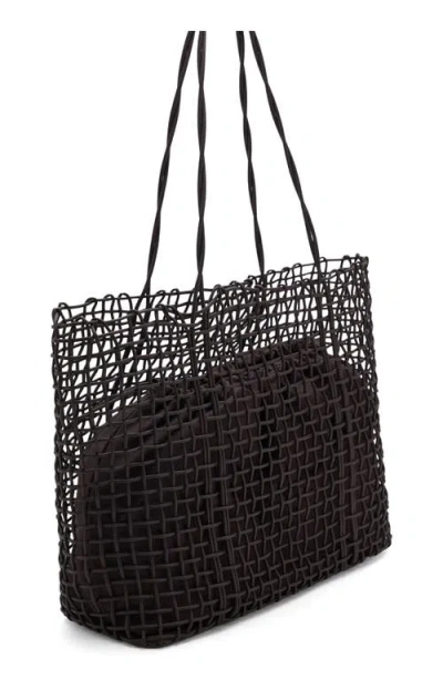 Mango Woven Shopper Tote In Brown