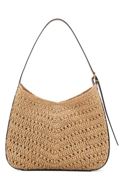Mango Woven Straw Shoulder Bag In Brown