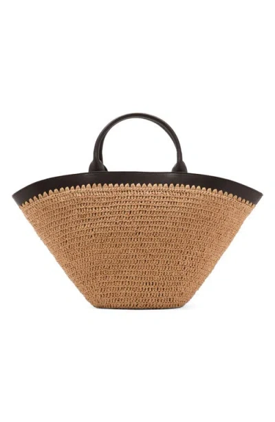 Mango Woven Straw Tote In Brown