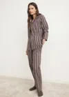 Mango Chemise Pyjama Rayures Tricotées Marron - Femme - L -  In Brown