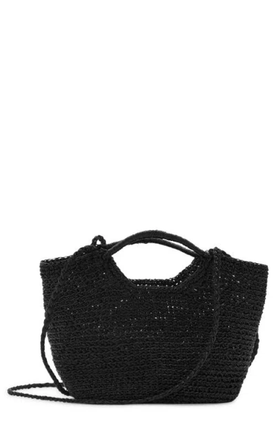 Mango Woven Tote Bag In Black