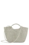 Mango Woven Tote Bag In Silver