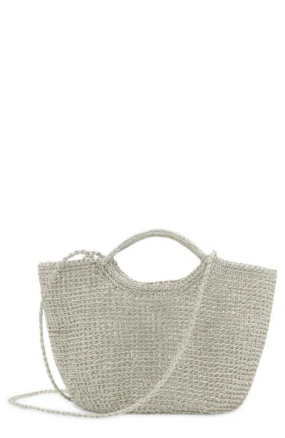 Mango Woven Tote Bag In Silver