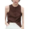 Mango Linen Blend Suit Vest Chocolate In Brown