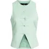 Mango Linen-blend Suit Waistcoat Pastel Green In Green