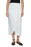 MANGO WRAP FRONT LINEN MIDI SKIRT