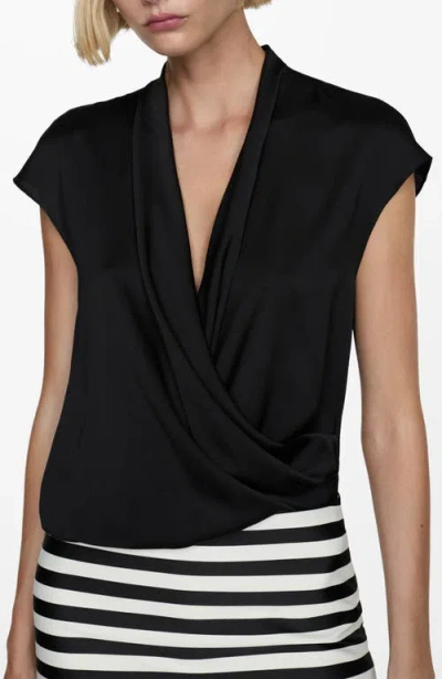Mango Wrap Front Top In Black