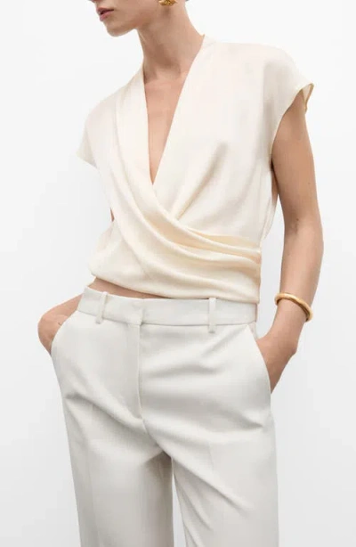 Mango Wrap Front Top In Ecru
