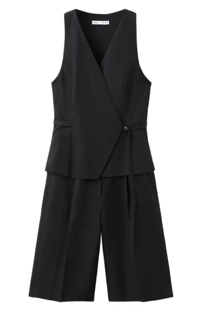 Mango Wrap Jumpsuit In Black