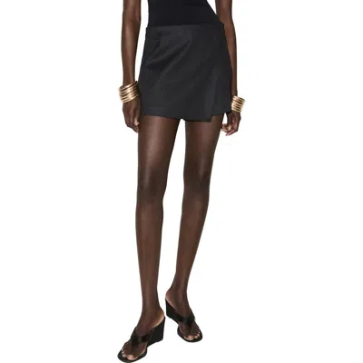 Mango Wrap Linen & Cotton Miniskirt In Gray