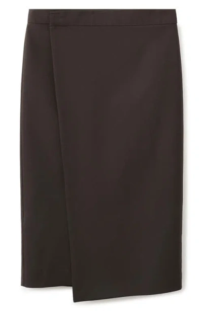 Mango Wrap Pencil Skirt In Brown
