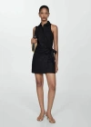 Mango Wrap Shirt Dress Black