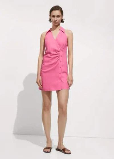 Mango Wrap Shirt Dress Pink In Rose