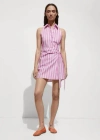 Mango Capri Side Tie Cotton Blend Shirtdress In Pink
