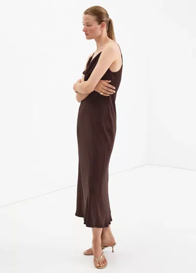 Mango Wrinkled Effect Drape Dress In Brown
