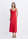 Mango Wrinkled Effect Drape Dress In Red