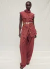 Mango Wrinkled Effect Suit Vest With Pockets Wine In Wine