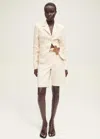Mango Wrinkled Linen Blend Suit Blazer Ecru In Ecru