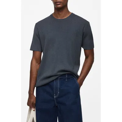 Mango Basic Cotton Blend T-shirt Indigo Blue In Bleu Indigo