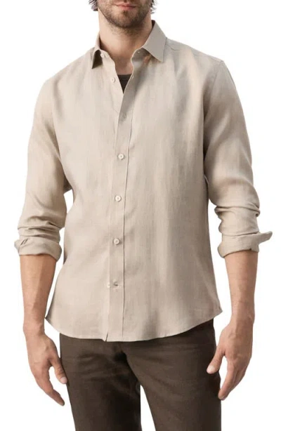 Mango X Casper Ruud Regular Fit Linen Button-up Shirt In Neutral
