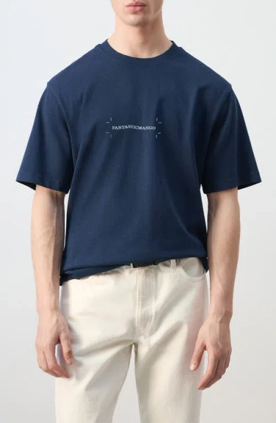 Mango X Fantastic Man Logo Graphic T-shirt In Blue