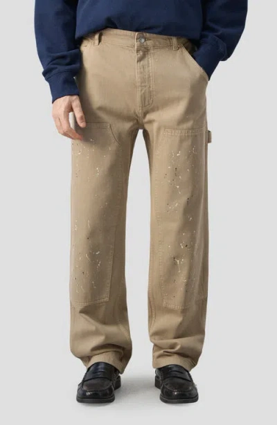 Mango X Fantastic Man Paint Splatter Relaxed Fit Carpenter Jeans In Brown
