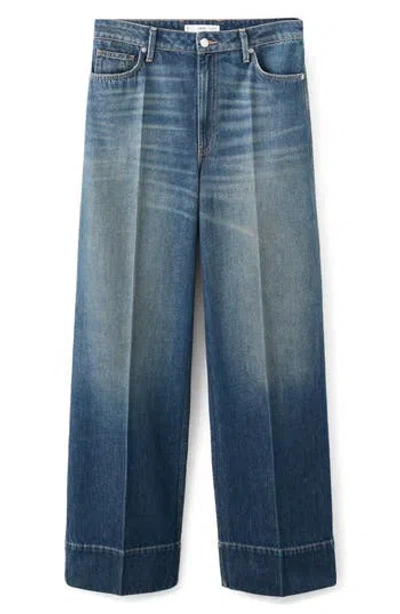 Mango X Kaia Gerber Creased Straight Leg Jeans In Blue