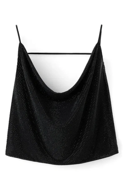 Mango X Kaia Gerber Drape Crystal Halter Top In Black