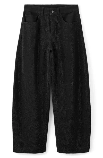 Mango X Kaia Gerber Rhinestone Balloon Jeans In Black