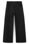 Mango X Kaia Gerber Rhinestone Wide Leg Jeans In Black