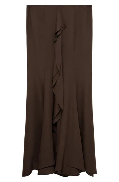 Mango X Supriya Lele Ruffle Maxi Skirt In Brown