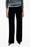 Mango Xenphant Stretch Velvet Wide Leg Pants In Black