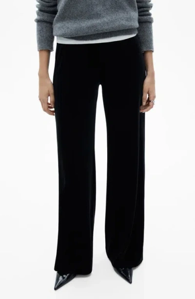Mango Xenphant Stretch Velvet Wide Leg Pants