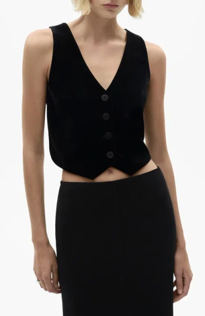 Mango Xenphi Velvet Vest In Black