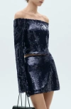 Mango Sequin Miniskirt Night Blue