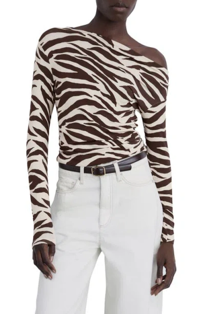 Mango Zebra Asymmetric Top In Brown