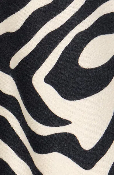 Mango Zebra Crewneck Sweater In Black