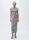 Mango Zebra Print Body-con Midi Dress In Black
