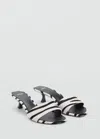 Mango Zebra Print Leather Heels In White