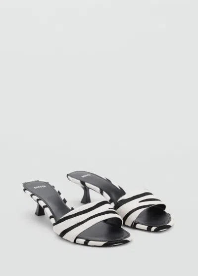 Mango Zebra Print Leather Heels In Black